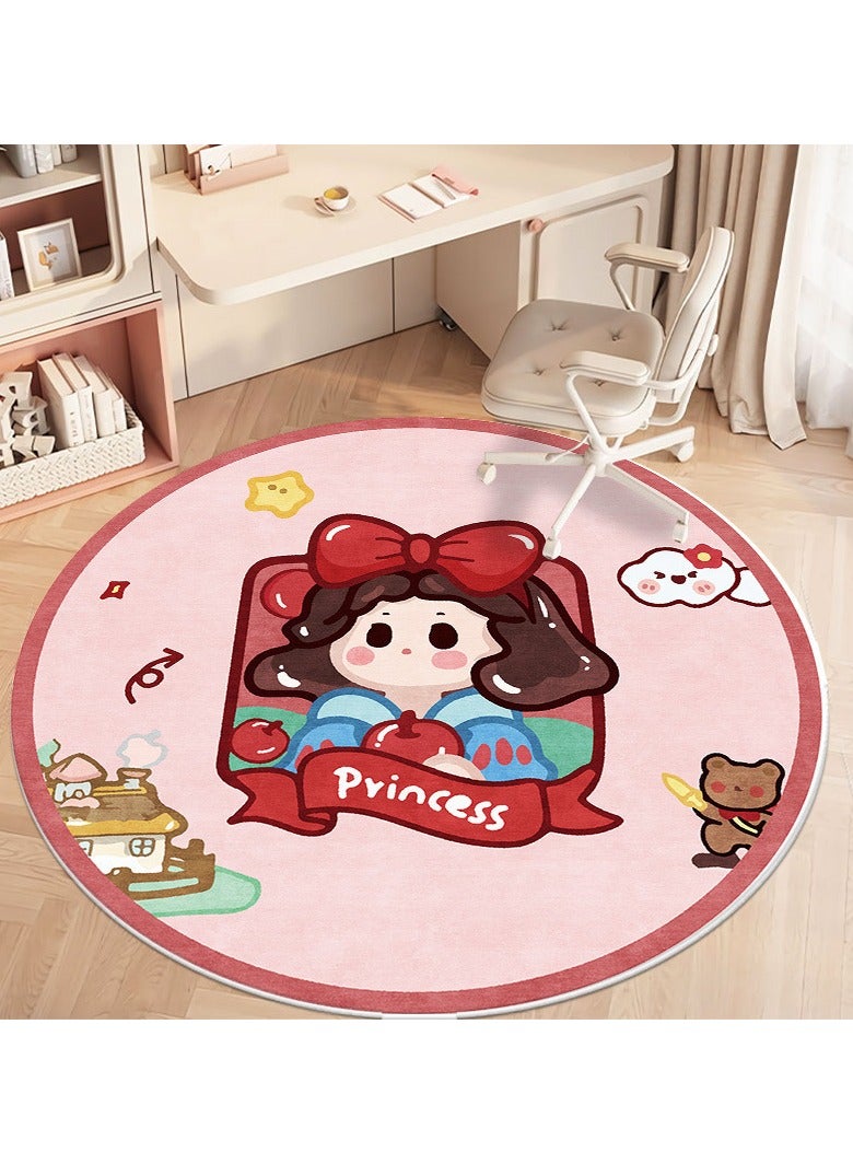Cartoon imitation cashmere crystal velvet floor mat into the door, entrance anti-slip wear-resistant doormat, door can be cut foot mat, round size: 100*100cm - Image 1